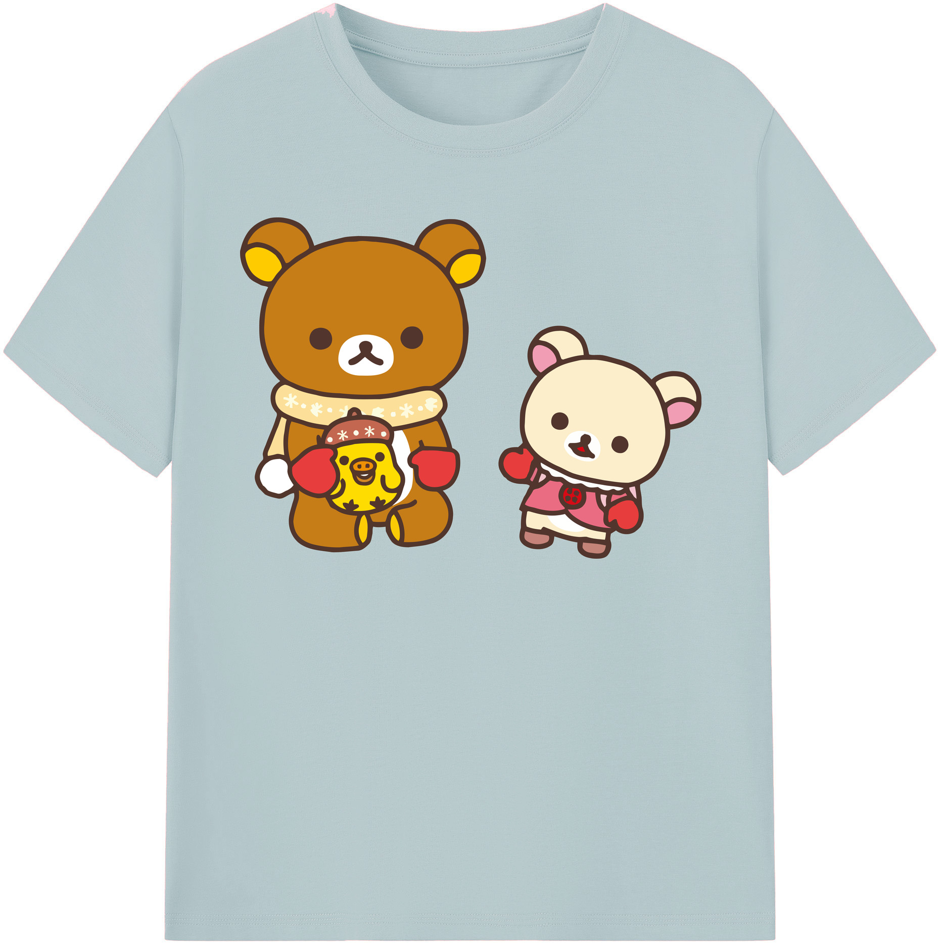 （画像用） リラックマ リラックマ キイロイトリ Rilakkuma Korilakkuma Kiiroitori 綿100％半袖Tシャツ（フロントプリント）